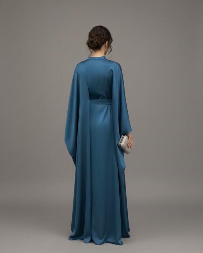 BELDEN KEMERLİ ABİYE ELBİSE ST - petrol rengi