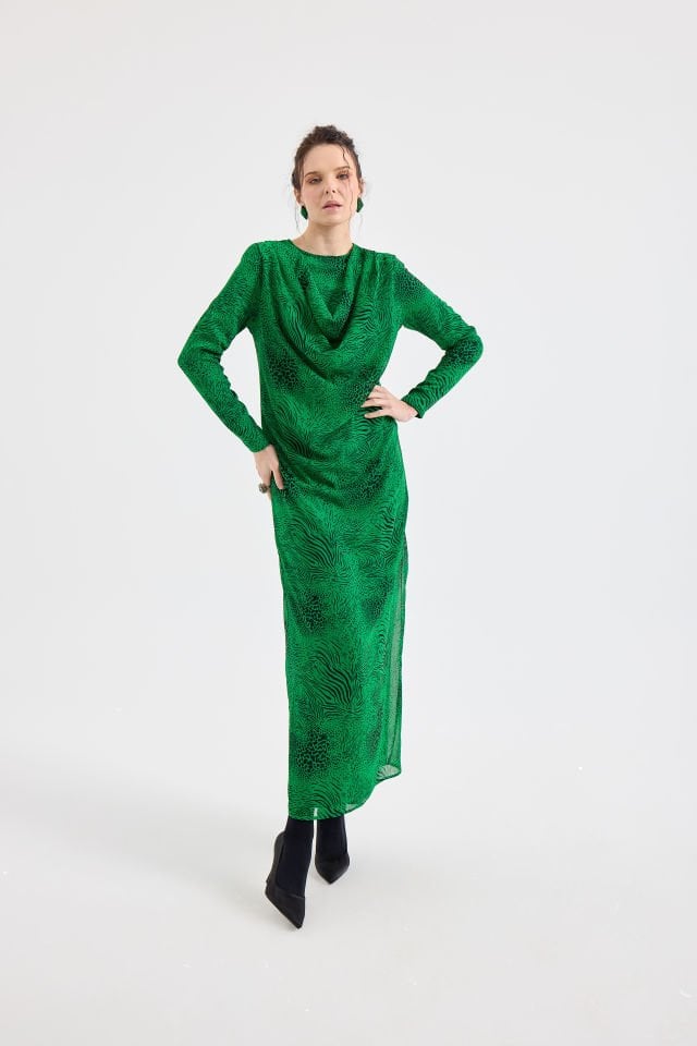 DEGAJE YAKA ELBİSE 38