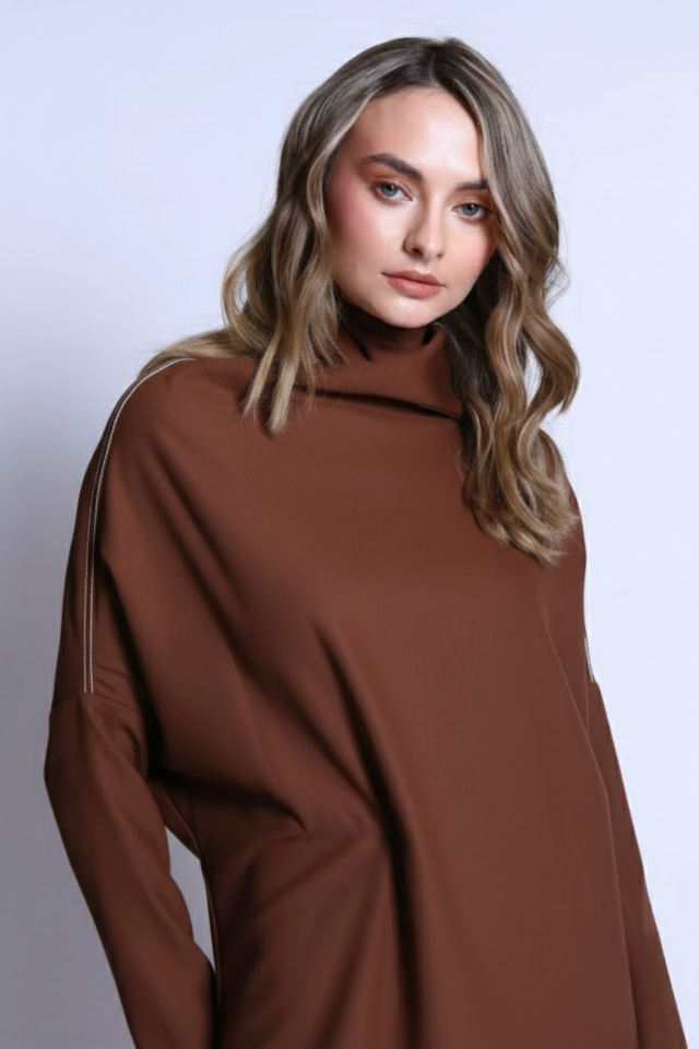 KONTRAST DİKİŞLİ ELBİSE 6040 38 - SİYAH