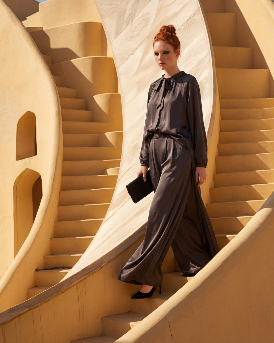 ÖNDEN BAĞLAMALI TUNİK PANTOLON TAKIM 25T028 44 - ANTRASİT