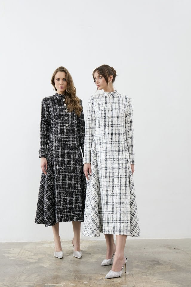 ÖNDEN DÜĞMELİ ELBİSE 44 - Beyaz