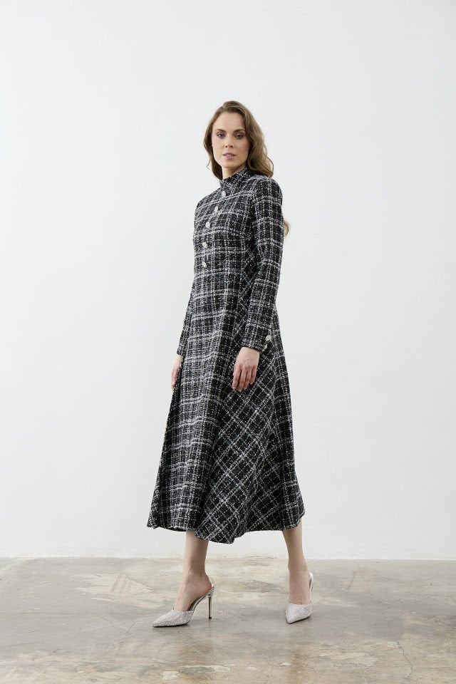 ÖNDEN DÜĞMELİ ELBİSE 40 - SİYAH