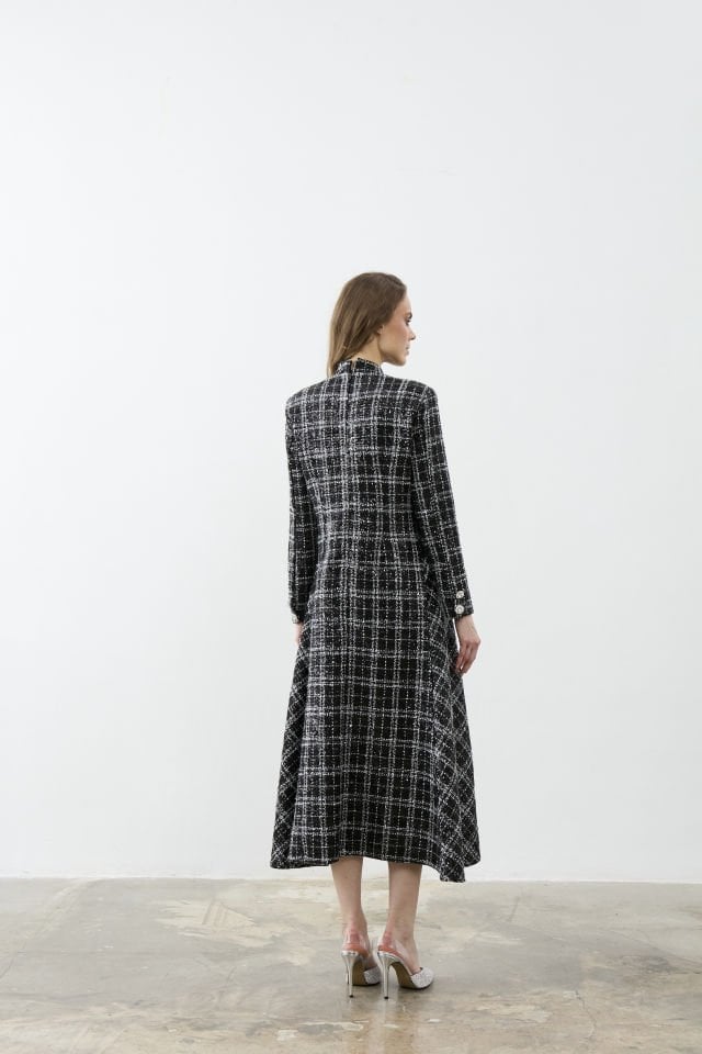 ÖNDEN DÜĞMELİ ELBİSE 40 - SİYAH