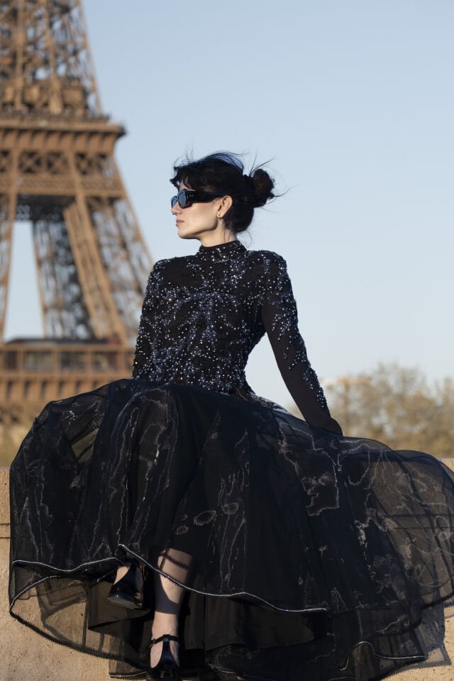 ÜST BEDEN GRİ TAŞ İŞLEMELİ ABİYE 38