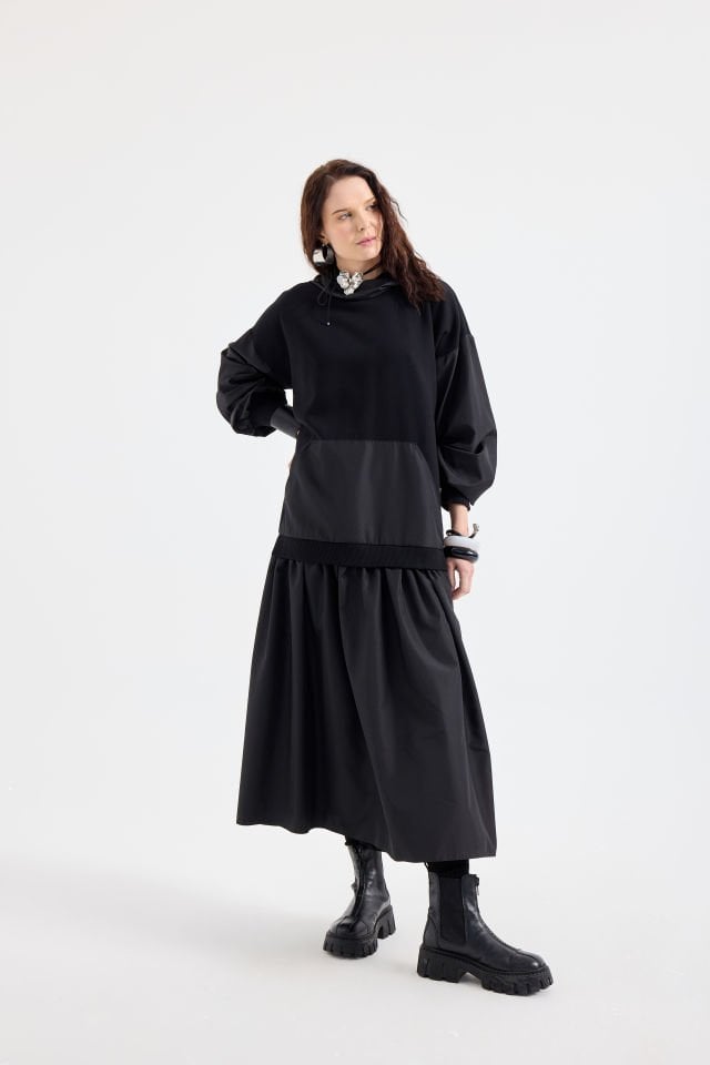 SWEAT ELBİSE Standart - SİYAH