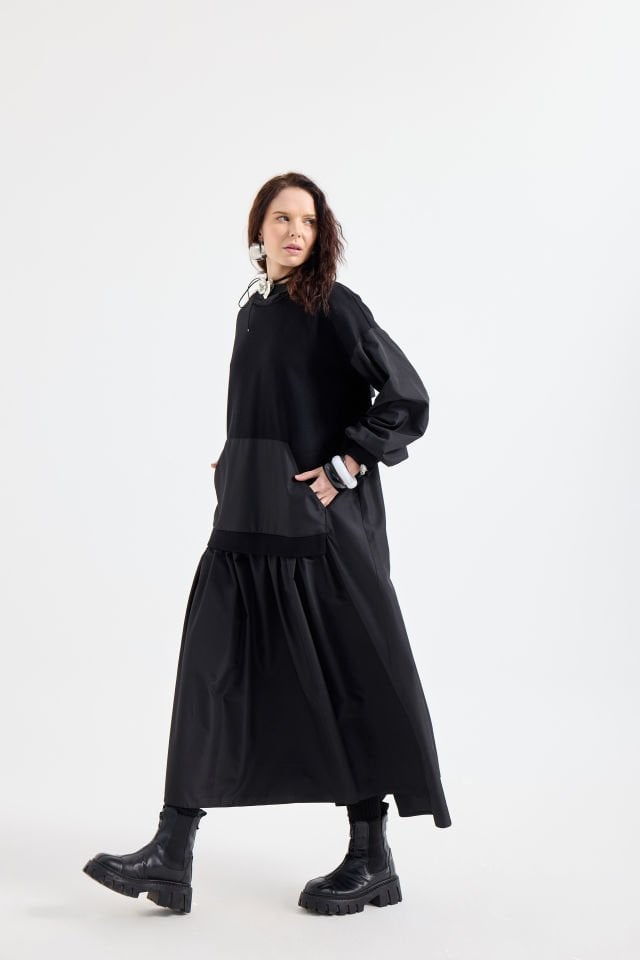 SWEAT ELBİSE Standart - SİYAH