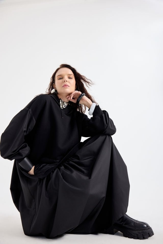 SWEAT ELBİSE Standart - SİYAH