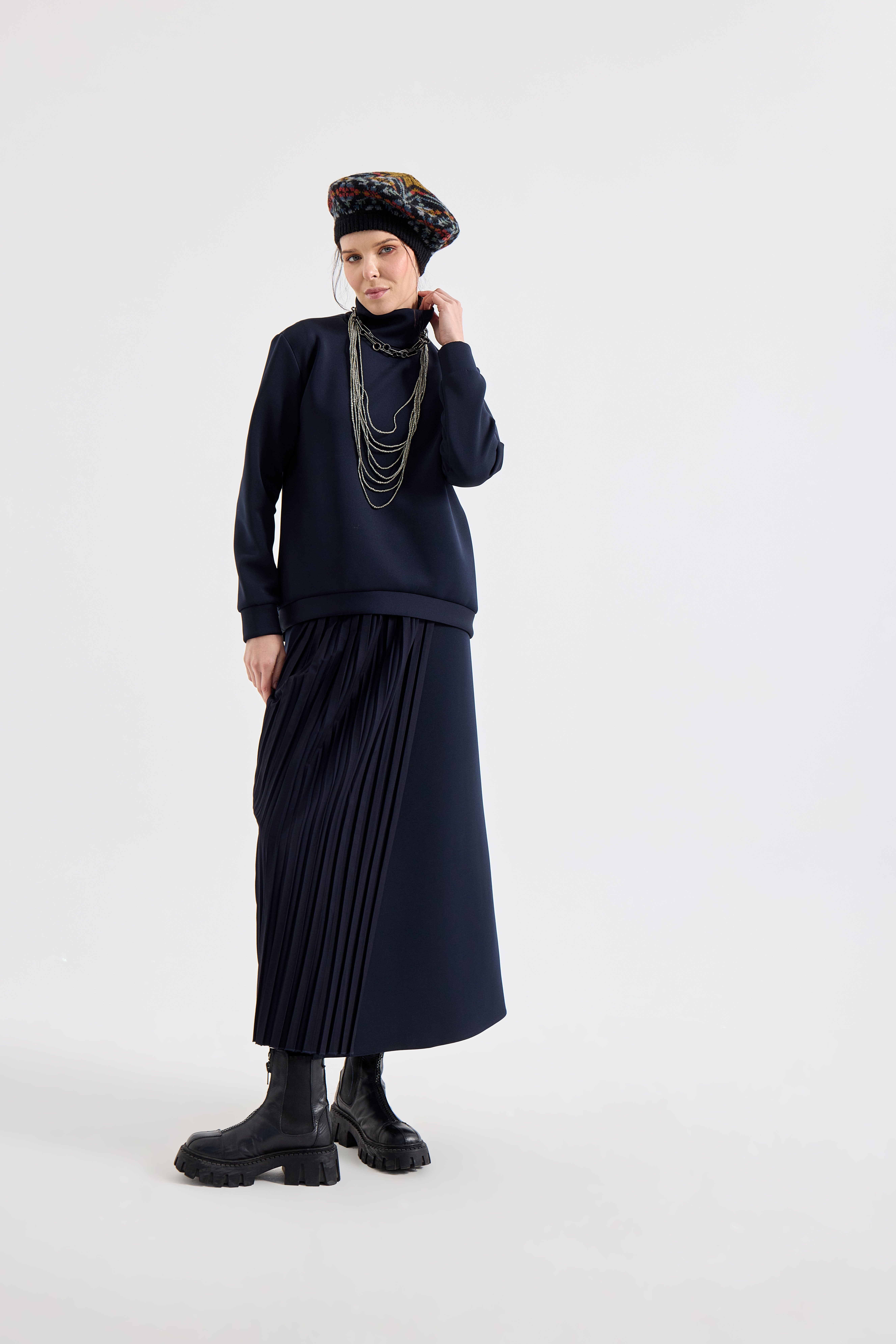 PİLİSELİ ETEK SWEAT TAKIM 42 - SİYAH