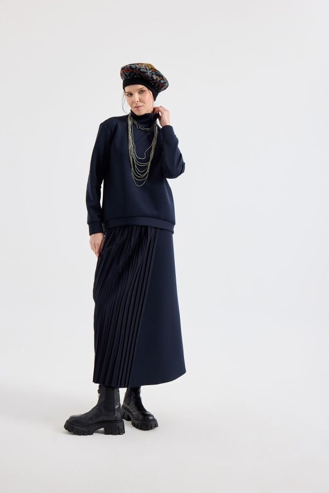 PİLİSELİ ETEK SWEAT TAKIM 42 - SİYAH