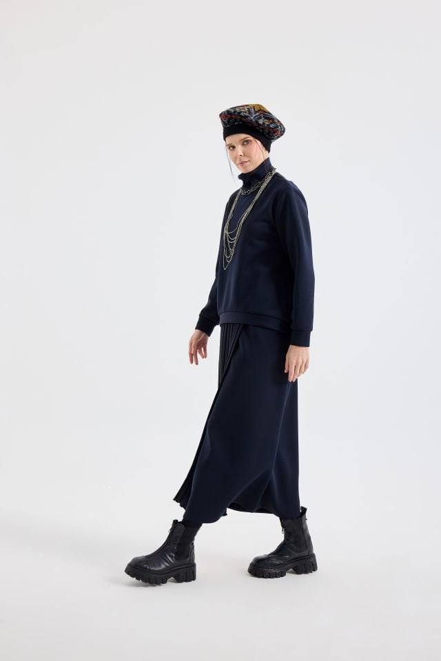 PİLİSELİ ETEK SWEAT TAKIM 42 - SİYAH