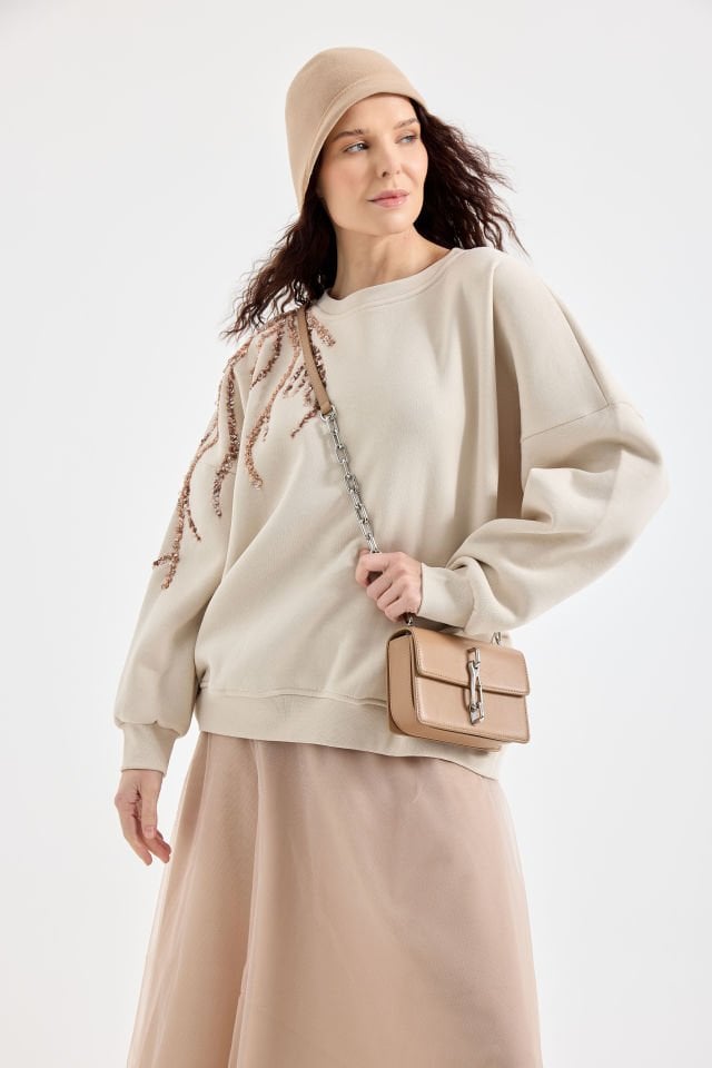TÜTÜ ETEK İŞLEMELİ SWEAT TAKIM Standart