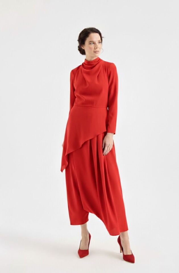 DEGAJE YAKA ŞALVAR TULUM 44 - VİZON