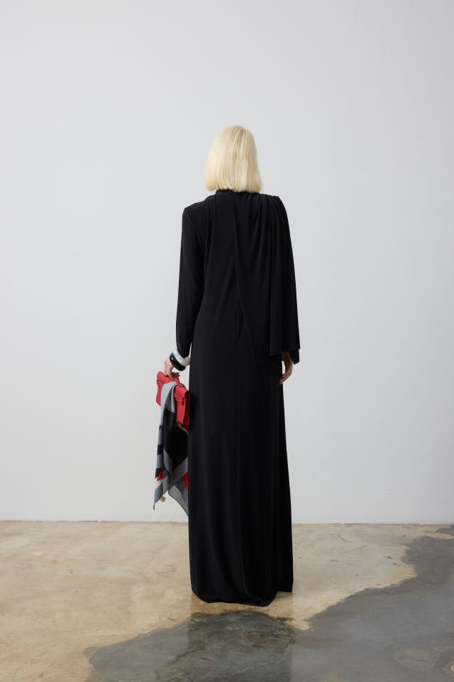 DRAPE VE ŞAL DETAYLI ELBİSE