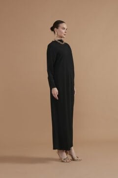 Tek Kolu Yarasa Elbise 46 - SİYAH