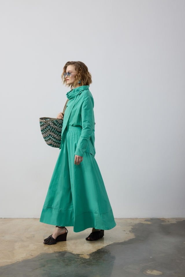 NERVÜR DETAYLI GÖMLEK ETEK TAKIM 44