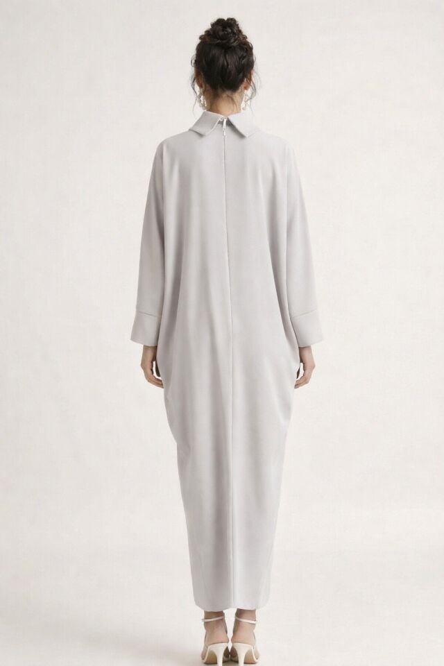 ÖNÜ TUTTURMALI YARASA KOL ABAYE ELBİSE 25AB074 SİYAH - ST