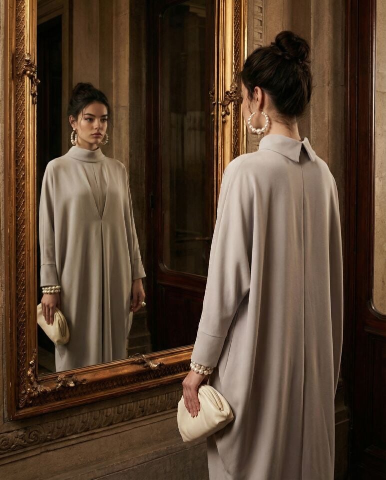 ÖNÜ TUTTURMALI YARASA KOL ABAYE ELBİSE 25AB074 SİYAH - ST