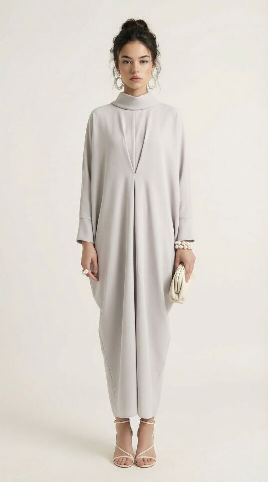 ÖNÜ TUTTURMALI YARASA KOL ABAYE ELBİSE 25AB074 SİYAH - ST