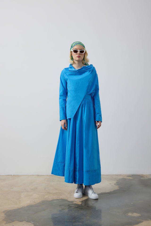 NERVÜR DETAYLI GÖMLEK ETEK TAKIM 38