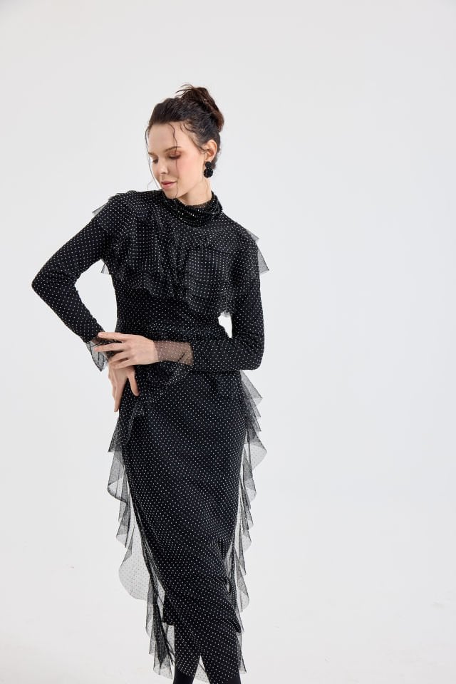 Fır Fır Detaylı Barok Elbise 42