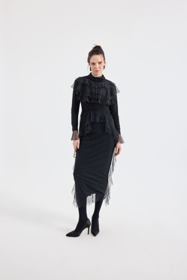 Fır Fır Detaylı Barok Elbise 42