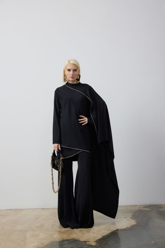 SU TAŞLI ÇAPRAZ KESİM TUNİK PANTOLON TAKIM 44