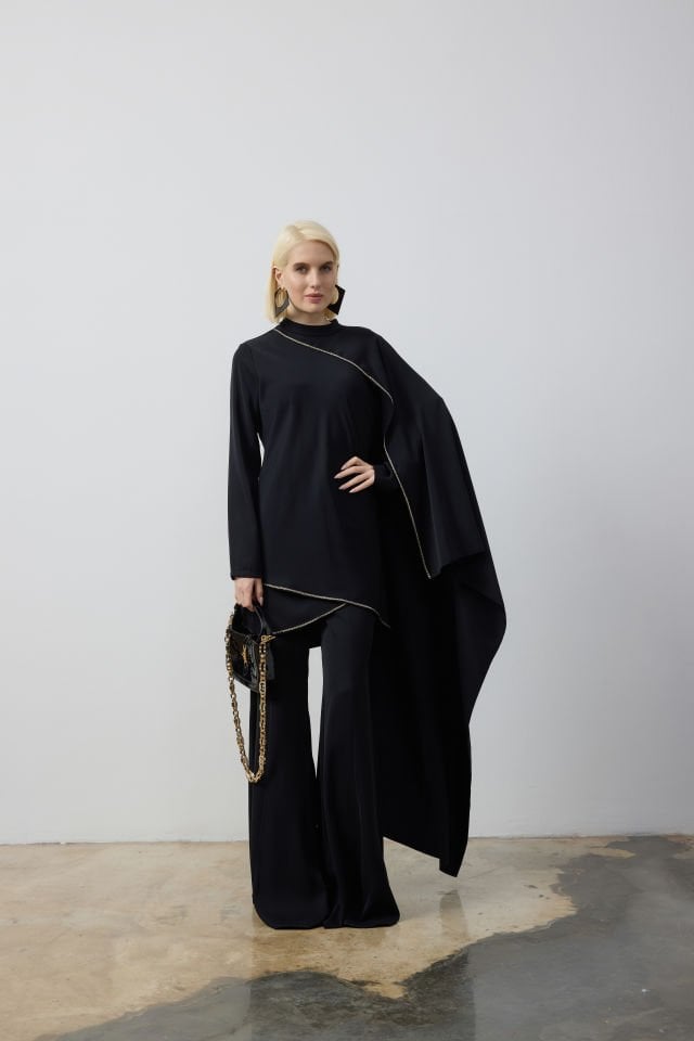 SU TAŞLI ÇAPRAZ KESİM TUNİK PANTOLON TAKIM 44