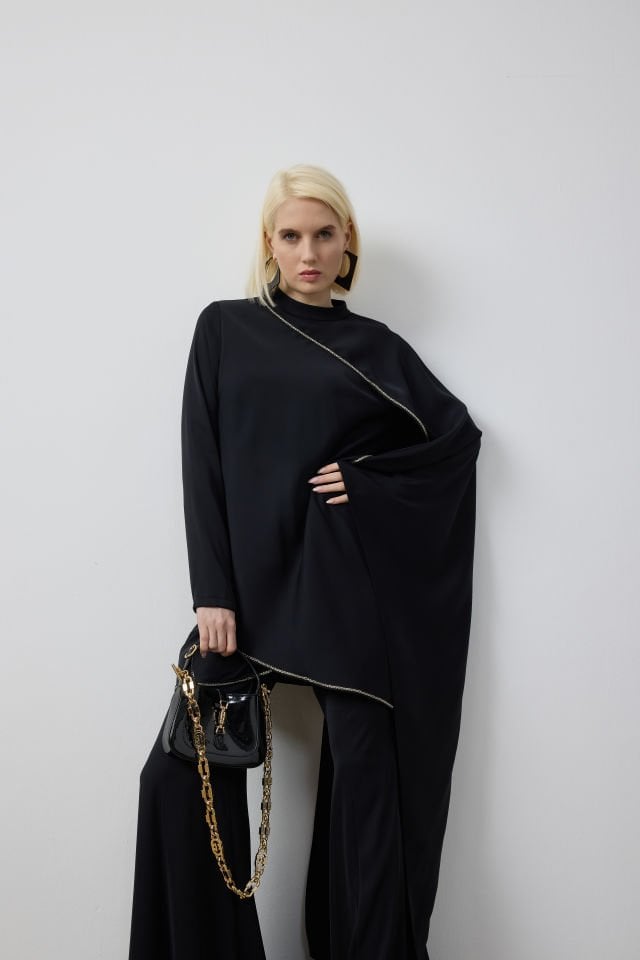 SU TAŞLI ÇAPRAZ KESİM TUNİK PANTOLON TAKIM 44