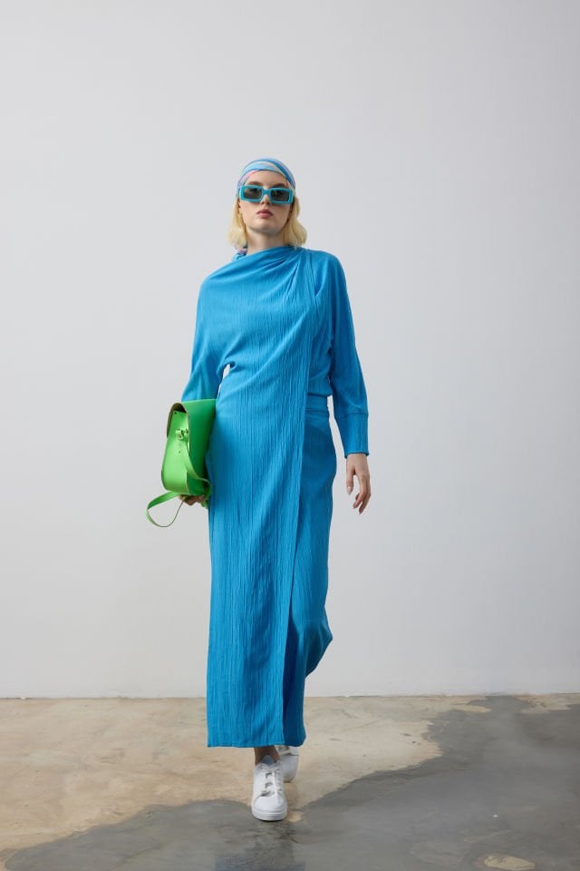 PARÇALI UZUN TUNİK SALAŞ PANTOLON TAKIM 44