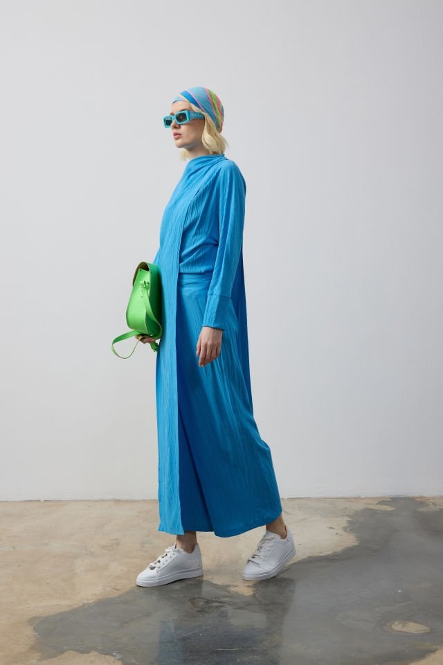 PARÇALI UZUN TUNİK SALAŞ PANTOLON TAKIM 44