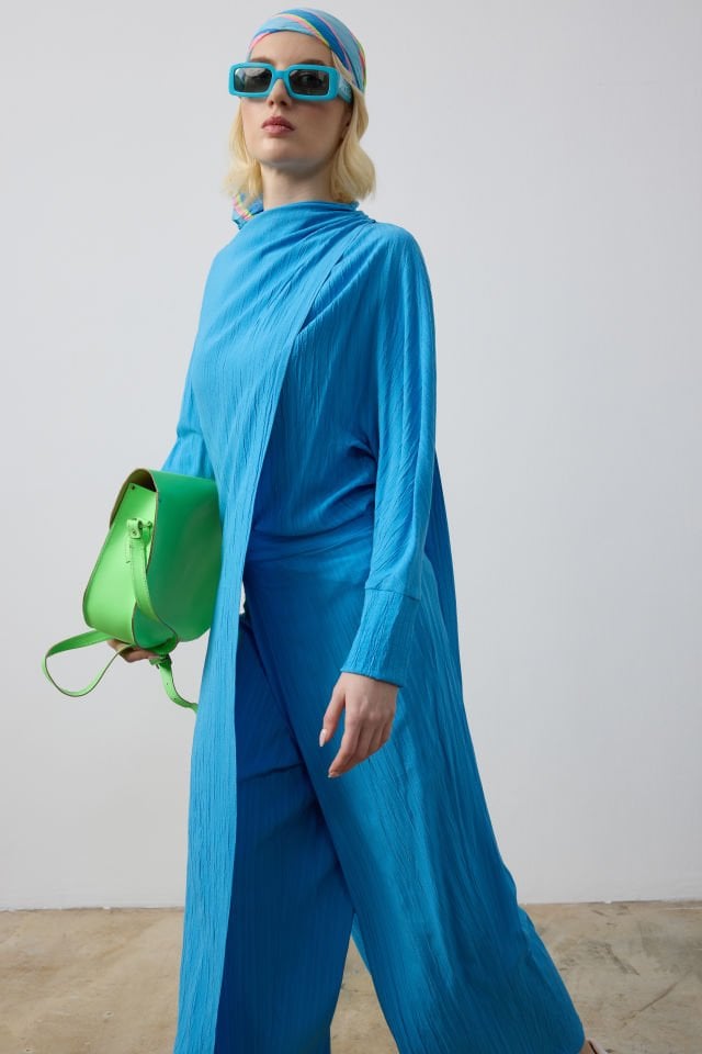 PARÇALI UZUN TUNİK SALAŞ PANTOLON TAKIM 44