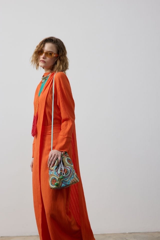 PARÇALI UZUN TUNİK SALAŞ PANTOLON TAKIM 44