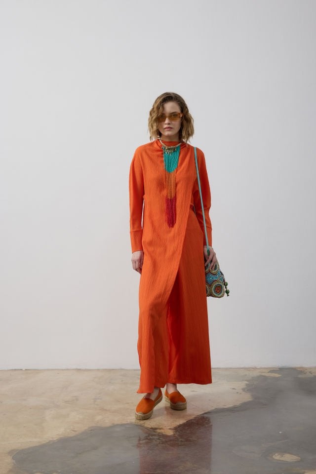 PARÇALI UZUN TUNİK SALAŞ PANTOLON TAKIM 44