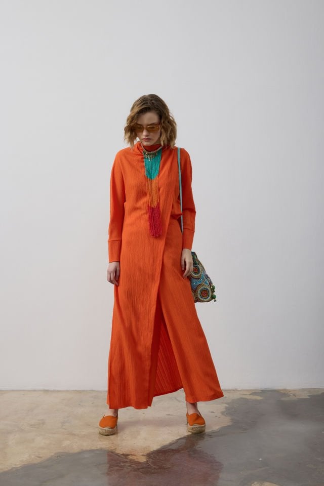 PARÇALI UZUN TUNİK SALAŞ PANTOLON TAKIM 44