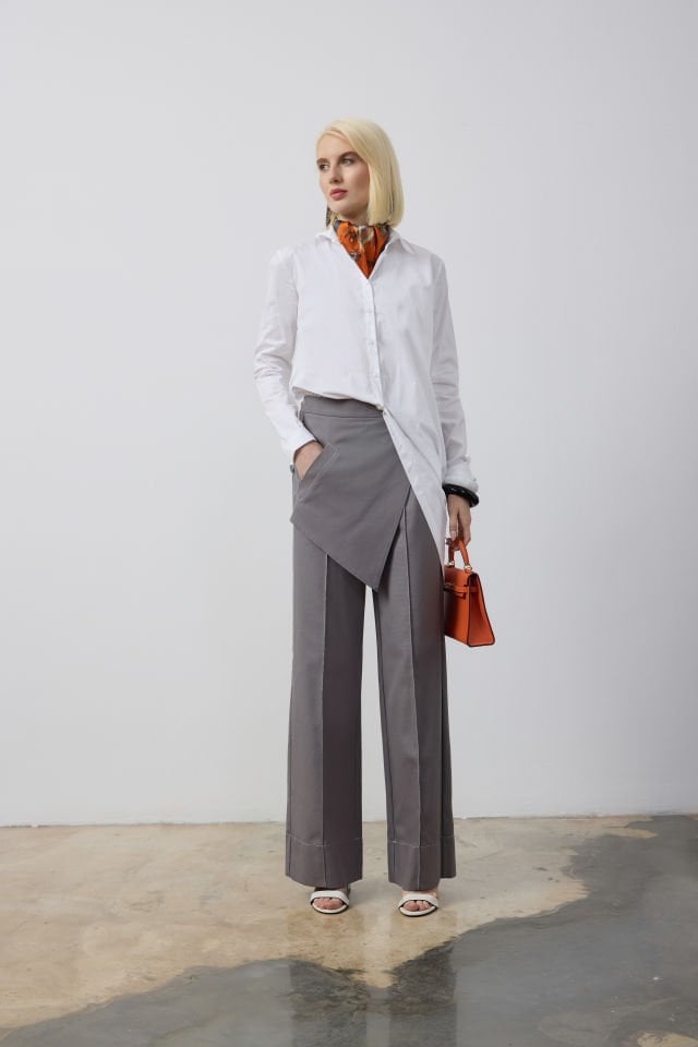 TEK YANI UZUN GÖMLEK PANTOLON TAKIM 9161 40 - Beyaz