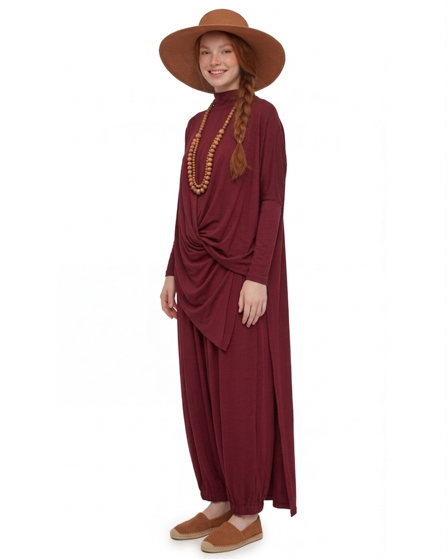 KAP VE ŞALVAR PANTOLON TAKIM 26TK83 BORDO - ST