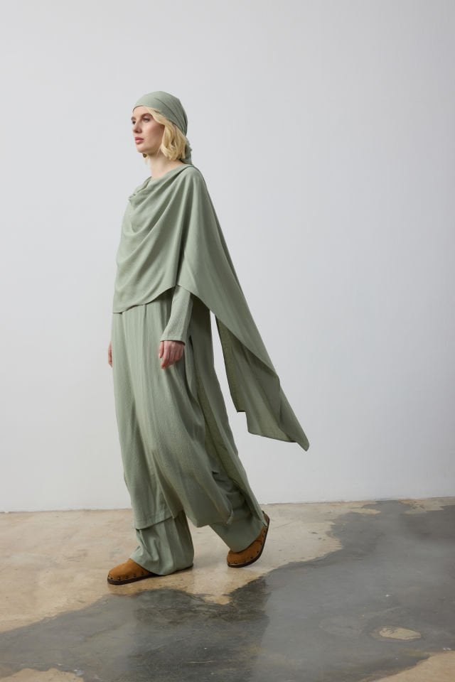 KENDİNDEN ŞALLI BLUZ PANTOLON TAKIM 44