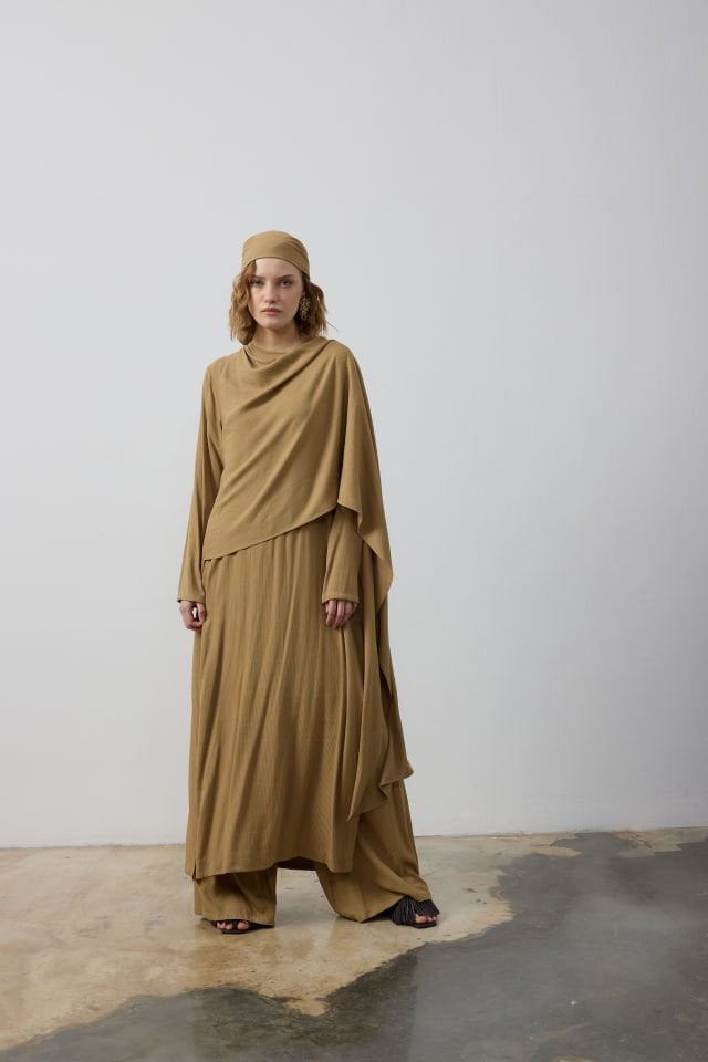 KENDİNDEN ŞALLI BLUZ PANTOLON TAKIM 44