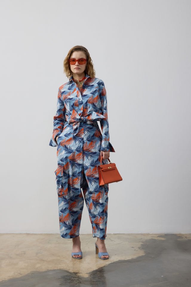 KARGO CEPLİ BOL PANTOLON ROBALI GÖMLEK TAKIM 44