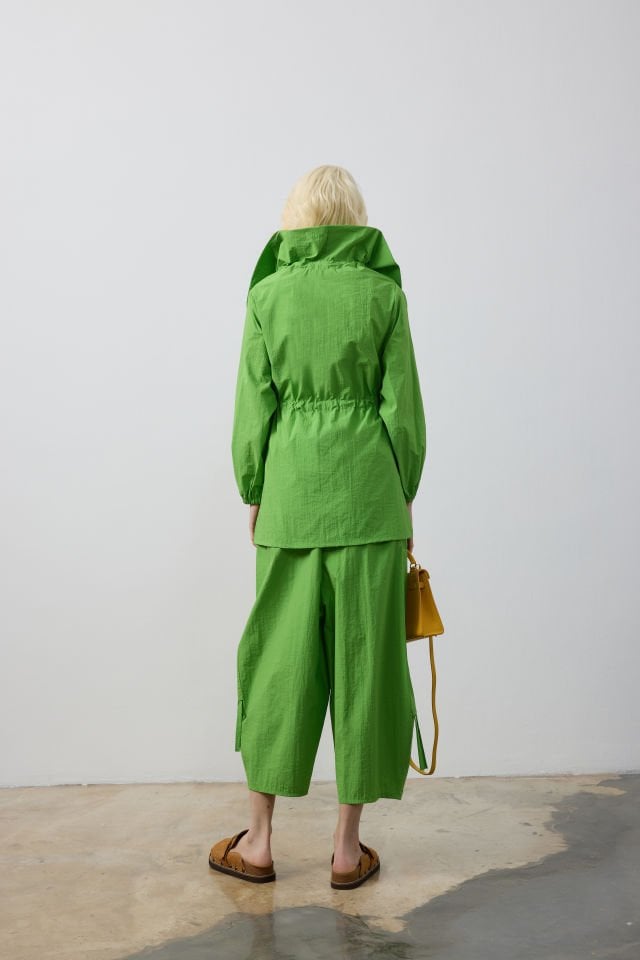 KOL LASTİKLİ BAĞCIK DETAYLI KAP ŞALVAR KESİM PANTOLON TAKIM