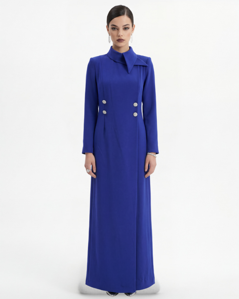 KRUVAZE DÜĞME DETAYLI ELBİSE 25E004 44 - BORDO