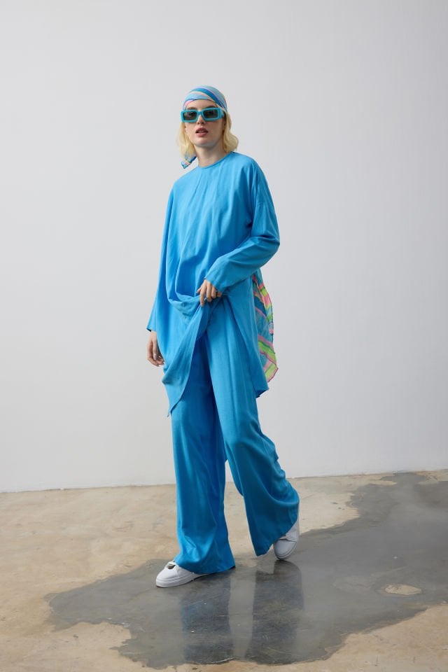 SALAŞ BLUZ BOL KESİM PANTALON TAKIM 44