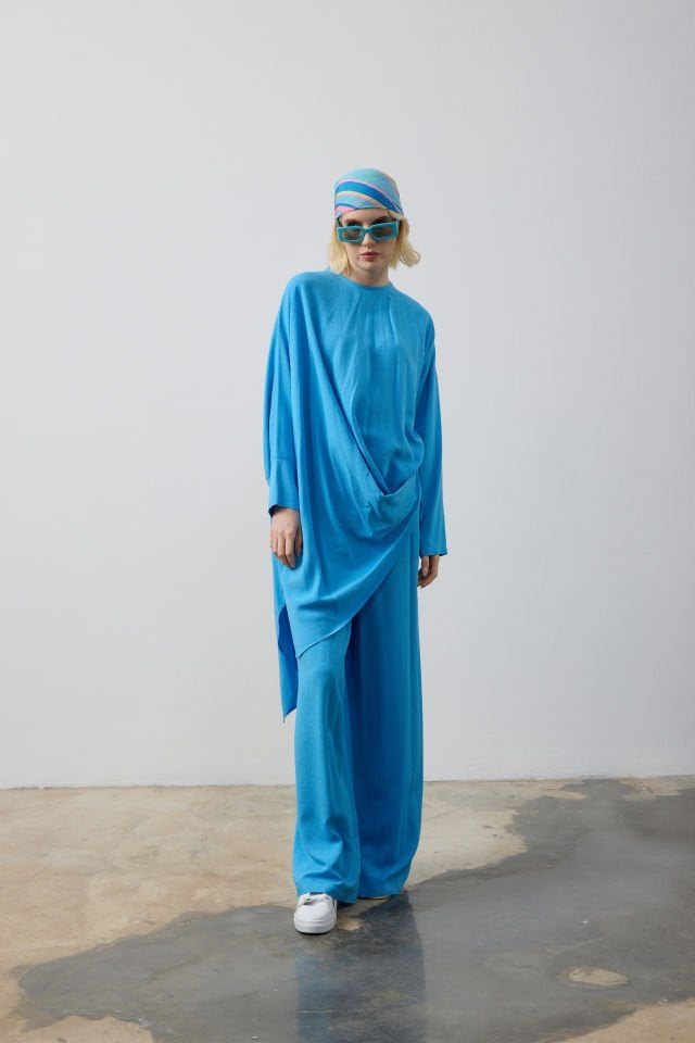 SALAŞ BLUZ BOL KESİM PANTALON TAKIM 44