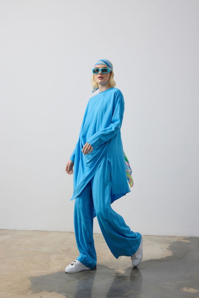 SALAŞ BLUZ BOL KESİM PANTALON TAKIM 44