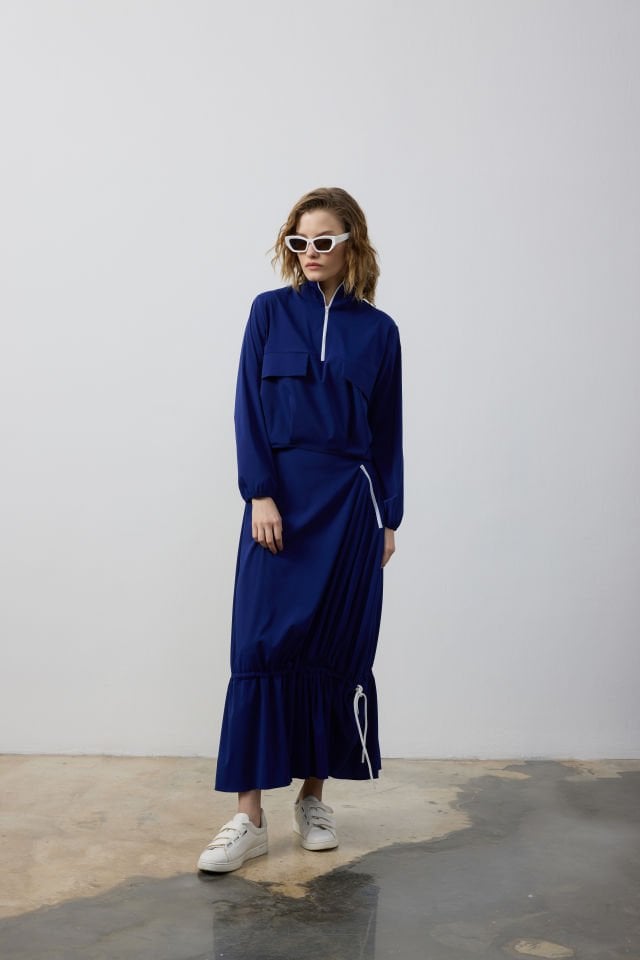 FERMUAR DETAYLI BLUZ ETEK TAKIM 44