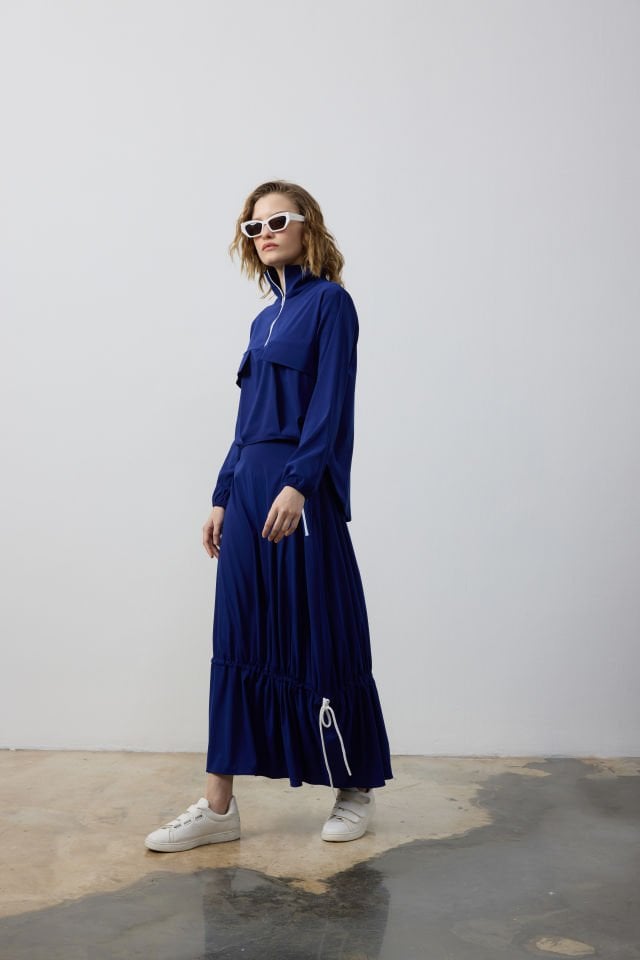 FERMUAR DETAYLI BLUZ ETEK TAKIM 44