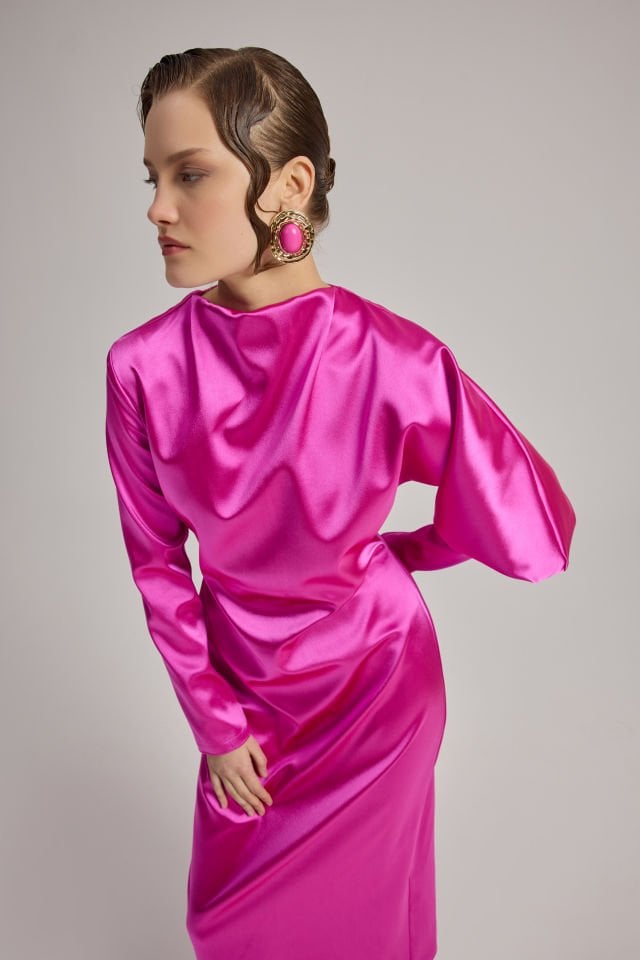 REGLAN KOL MANŞET DETAYLI ELBİSE 44