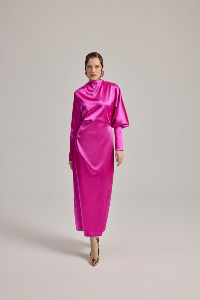 REGLAN KOL MANŞET DETAYLI ELBİSE 44