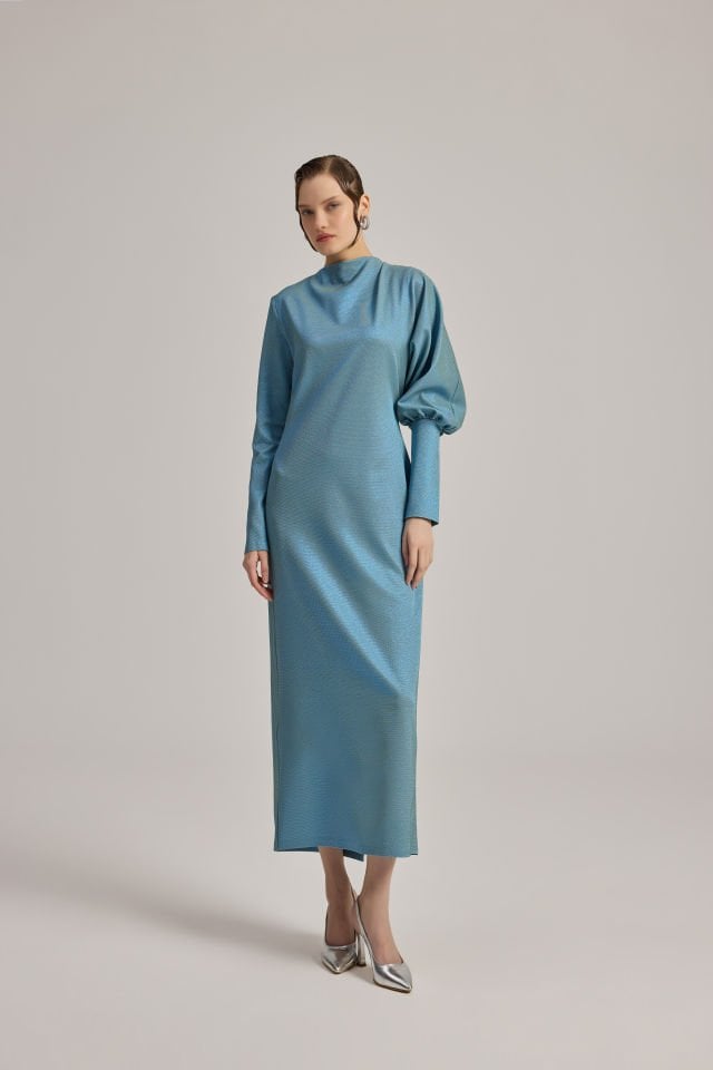 REGLAN KOL MANŞET DETAYLI ELBİSE 9138 44 - FUŞYA