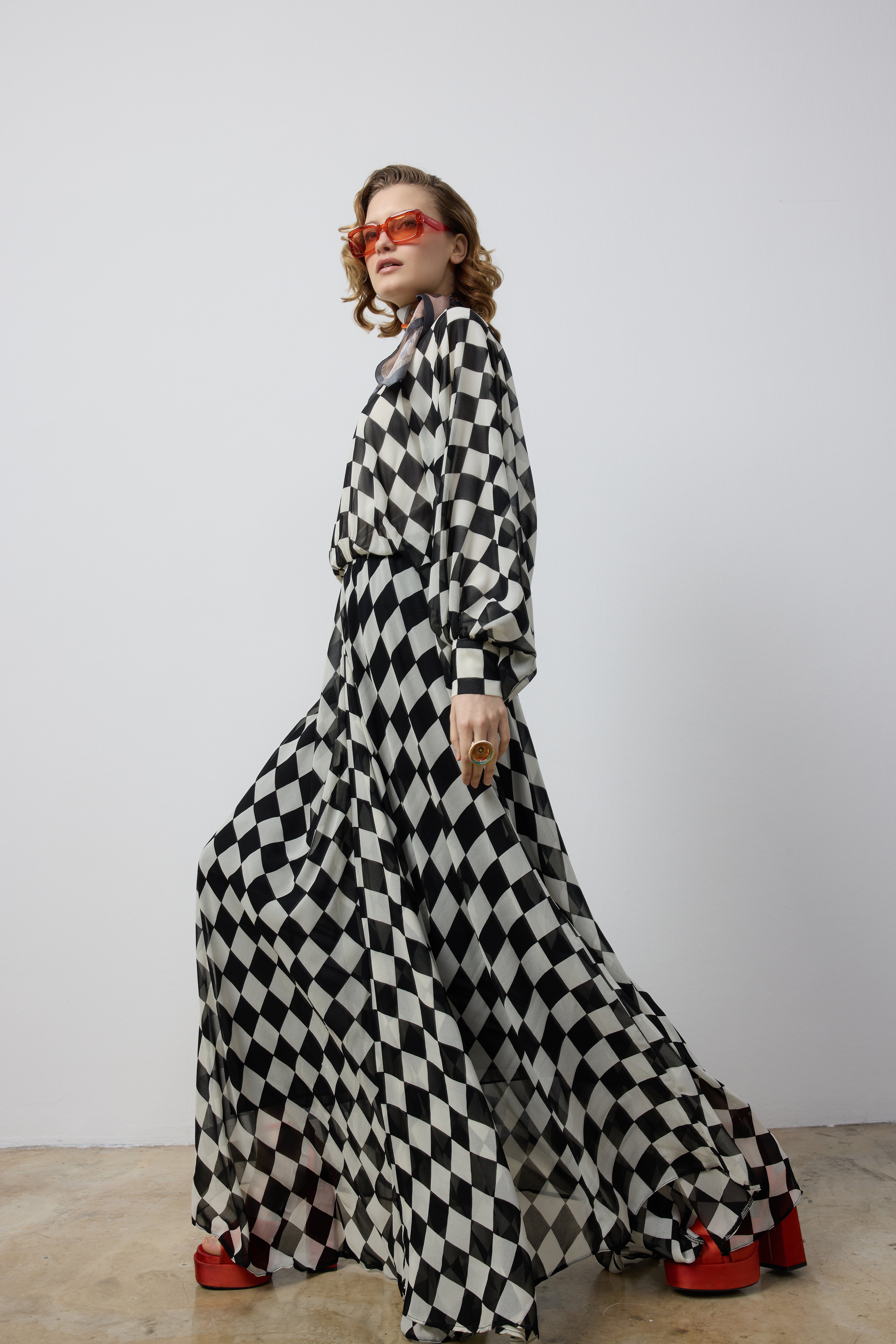 REGLAN KOL BEL LASTİKLİ KLOŞ ELBİSE 42